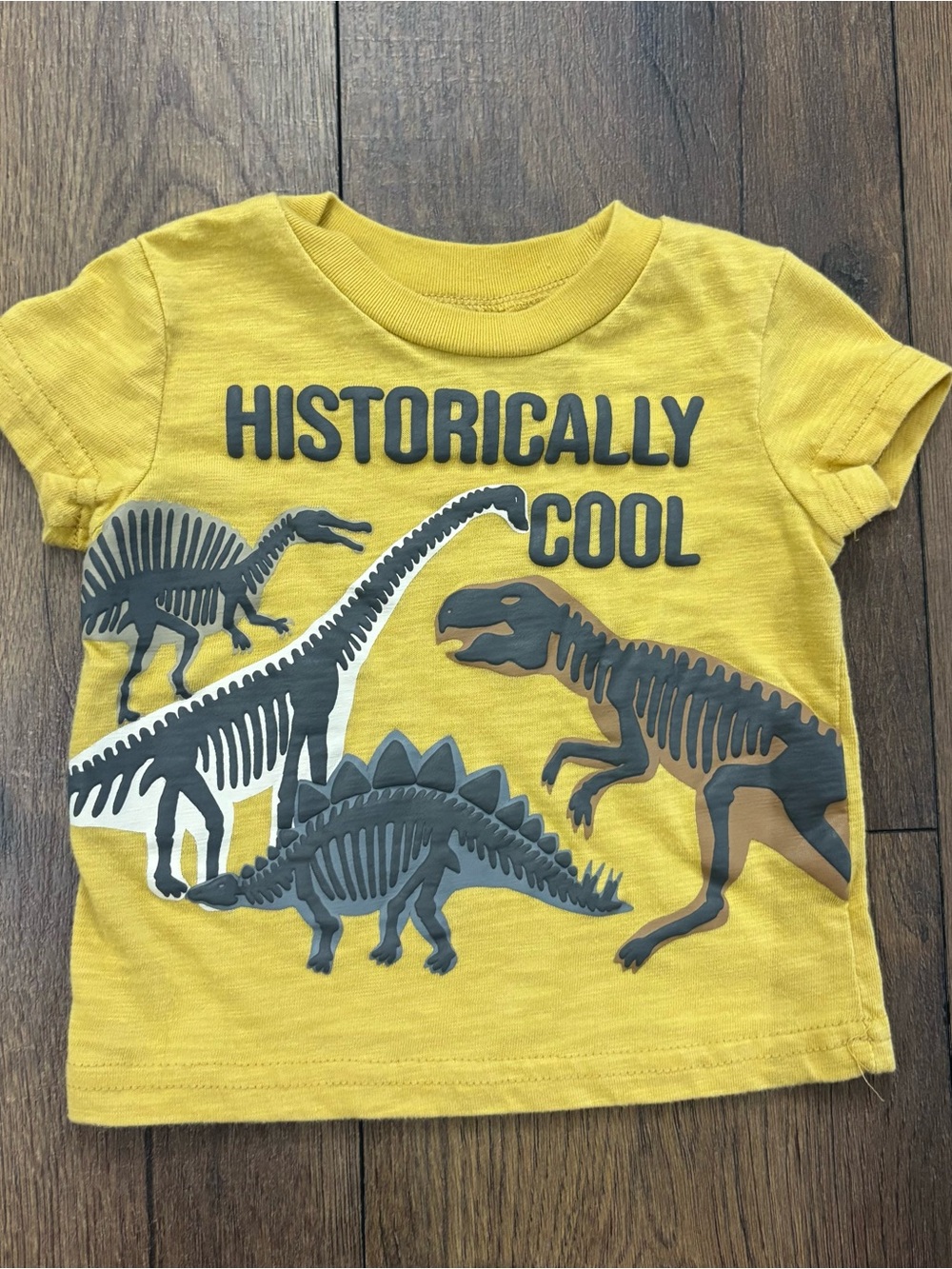 Max & Marcus Kids Yellow Dinosaur "Historically Cool" T-Shirt, Size 12 months